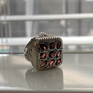 Vintage Sterling Silver Garnet Cocktail Ring